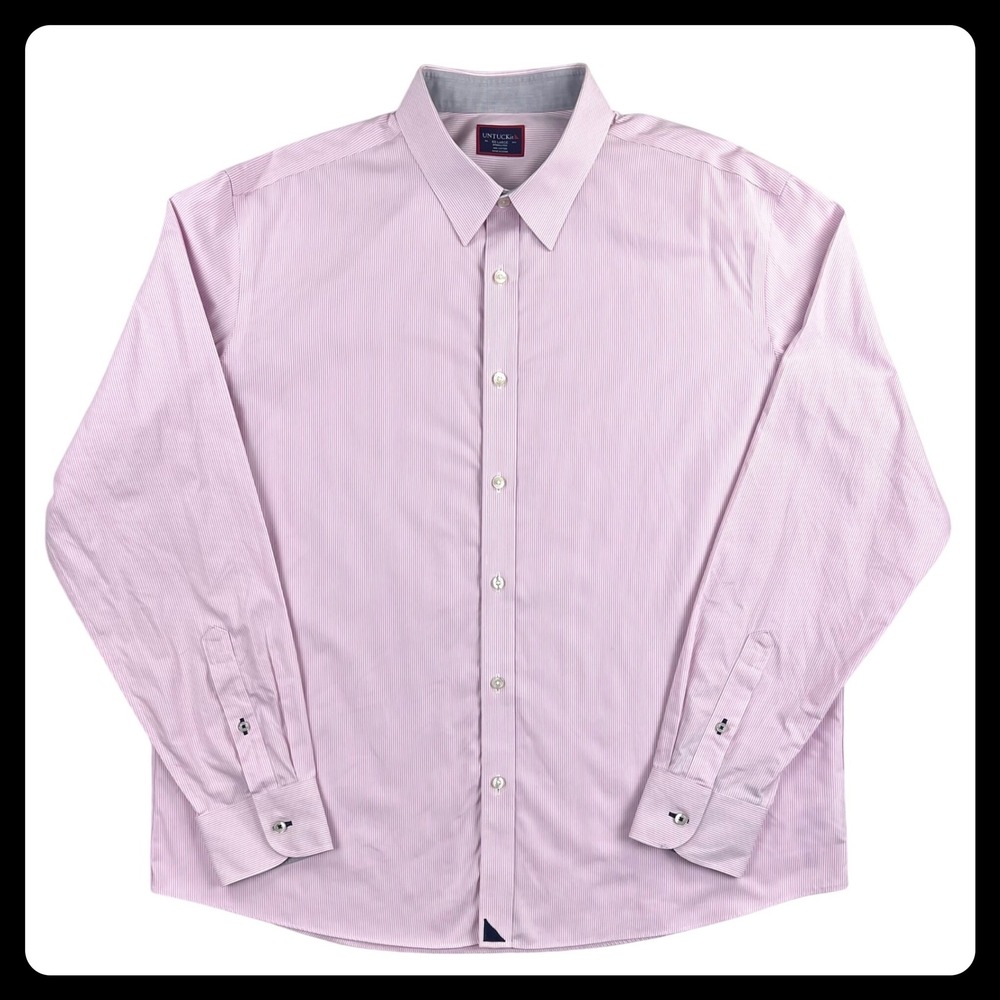 UNTUCKit Douro WF Button Down Shirt Men XXL Pink White Cotton Wrinkle Free 31362